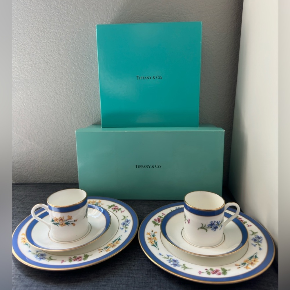 Tiffany & Co tea cups, saucer and dessert plate
